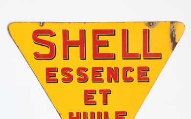 Emaille reclamebord Shell essence et hui