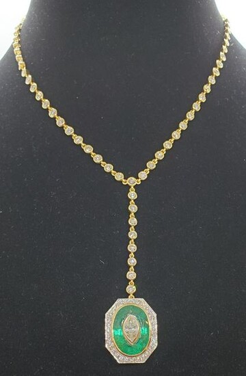 Emerald And Diamond 18k Gold Necklace
