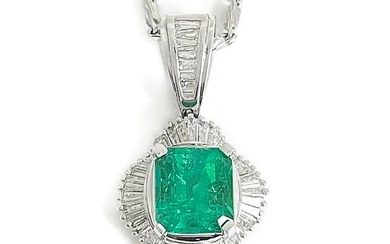 Emerald Diamond Halo Necklace