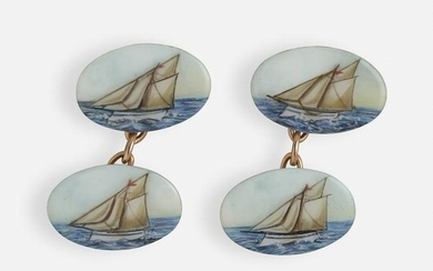 Enamel sailboat cufflinks