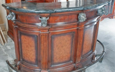 Ernest Hemmingway Carved Wood & Granite Trophy Bar