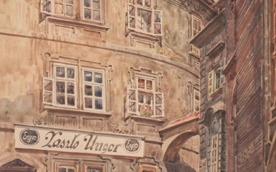 Erwin PENDL (1875-1945) Rue animée à Wien Signée en bas à droite 31 x 17...