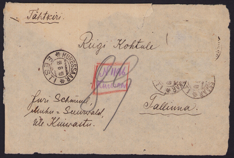 Estonia envelope Kuressaare-Tallinn 1919