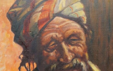 European School, early 20th century- Portrait of a man in a turban; oil on canvas, 48 x 37.5 cm.