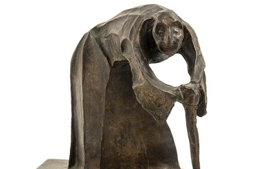 FELICE CASORATI (Novara, 1883 - Torino, 1963) Old woman Bronze,...