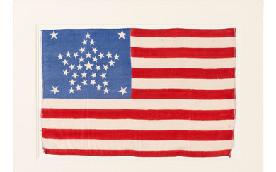 [FLAGS]. 38-star American parade flag with "Great Star" pattern. Ca 1877-1890.