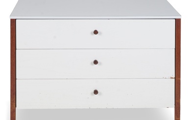 FLORENCE KNOLL WHITE PAINTED WALNUT CHEST OF DRAWERS, CIRCA 1960 29 1/2 x 37 x 19 1/2 in. (74.9 x 94 x 49.5 cm.)