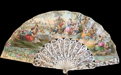 Fan - Louis XV Style - Mother of pearl, Paper - Second half 19th century