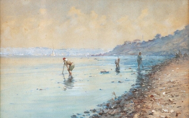 Fausto ZONARO (1854-1929), "Marée basse en Turquie", aquarelle