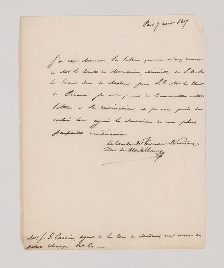 Fernan Nunez Autograph Letter Signed, 1817