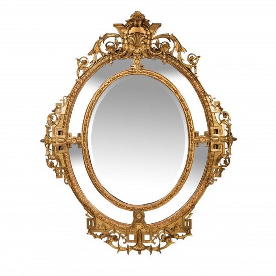 Fine and Large Louis XVI Style Double Framed Mirror