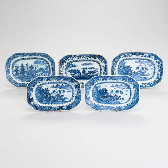 Five Chinese porcelain serving dishes, 18th century.