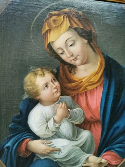 Flämisch Schule (XIX) - Nello stile di Joos van Cleeve Madonna col Bambino