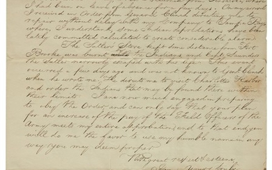 Florida: Dade, Francis Langhorne. Autograph letter signed to General Roger Jones, 14 Dec 1835