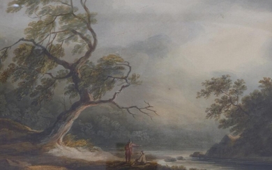 Flusslandschaft mit ruhenden Wanderern, Englische Schule des frühen 19. Jahrhunderts