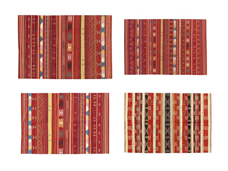 Four Chinese Morrocan Style Kilim Wool Rugs