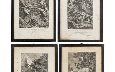 Four hunting engravings, Johann Elias Ridinger