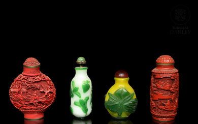 Four snuff bottles, China, 20th century