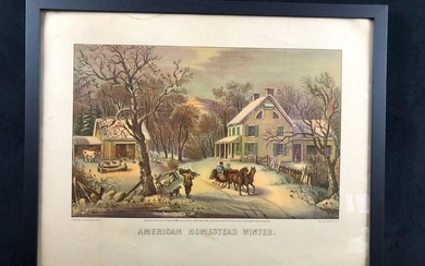 Framed American Homestead WinterÂ Pubo by Currier &