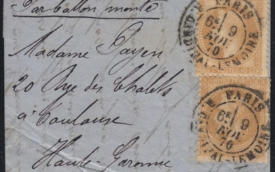 France 1870 - "Le Daguerre" ballon mail, postmarked 9/NOV./1870 on a letter bound for Toulouse.