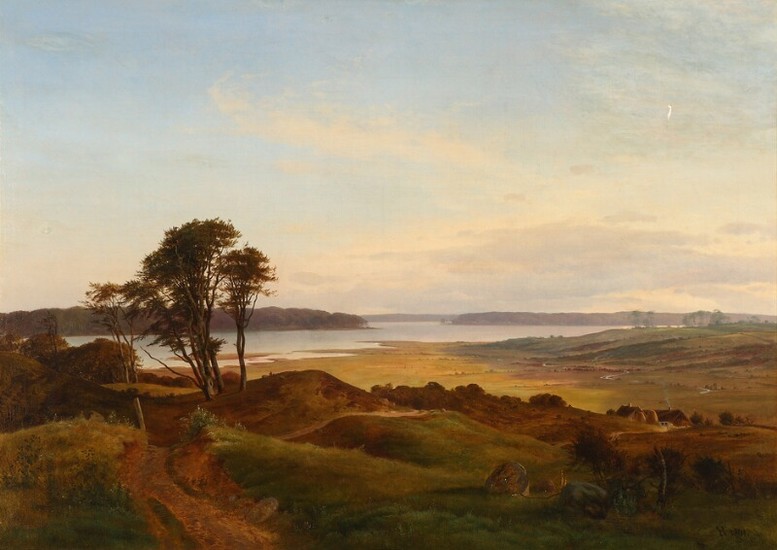 Frederik Rohde: Landscape from North Zealand. Signed with monogram and dated 1841. Oil on canvas. 84.5×119.5 cm.