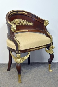 French Empire-Style Mahogany & Gilt Bronze Chair