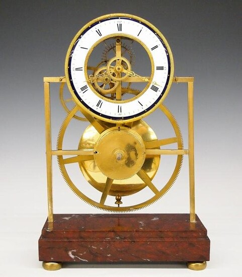 French Great Wheel Skeleton Clock