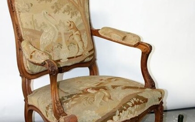 French Louis XV armchair with tapestry upholstery