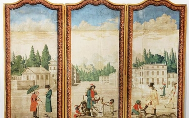 French Painted Floor Screen, Circa 1825