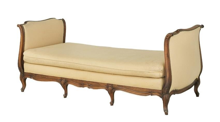 French Provincial Fruitwood Upholstered Daybed