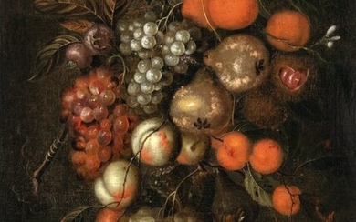 Fruit garland with grapes, oranges and chestnuts
