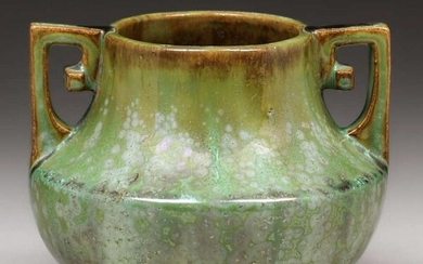 Fulper Pottery Leopardskin Two-Handled Vase c1910s
