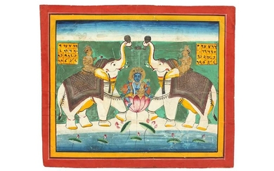 GAJA LAKSHMI AND HER CONSORT WASHED BY ELEPHANTS PROPERTY OF THE LATE BRUNO CARUSO (1927 - 2018) COLLECTION India, late 19th century