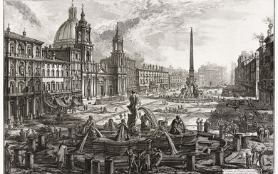 GIOVANNI B. PIRANESI Veduta di Piazza Navona. Etching, 1773. 473x708 mm; 18¾x28 inches...
