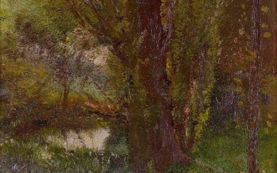 Gaston La Touche, French 1854-1913- Étude; oil on panel, 14.5x14.5cm Provenance: Waterhouse and Dodd, London; Private Collection, London; thence by descent