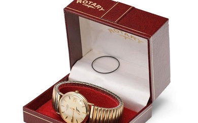 Gents 9ct gold Rotary Quartz wrist watch on expanding non go...