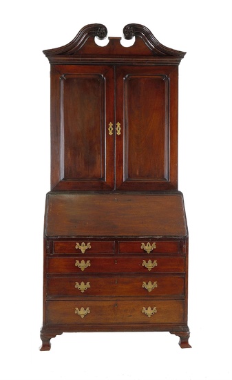 George III Carved Mahogany Secretary Bookcase