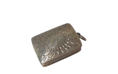 George IV silver vinaigrette of rectangular form, with suspension ring