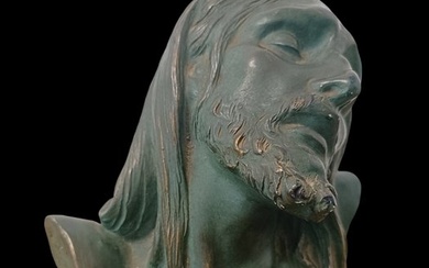 George Mayer-Marton - Sculpture, Head of Jesus - 17 cm - Patinated bronze, Plaster