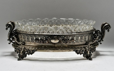 German Continental Silver Centerpiece w Glass Bowl