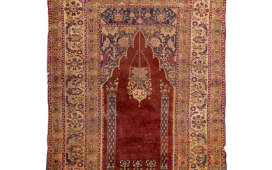 Ghiordes silk prayer rug