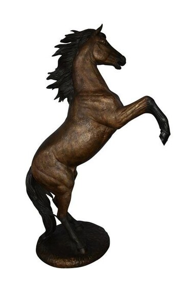 Giant and Incredibly Detailed Rearing Horse Bronze