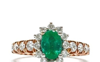 Gioielli Corvino - 18 kt. Pink gold, White gold - Ring - 1.50 ct Emerald - Diamonds