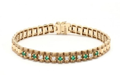Gold, Diamond, and Emerald Bracelet