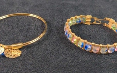 Gold Plate Charm Bracelet And Glass Bead Bracelet