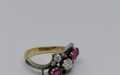 Gold and silver Ruby and diamond ring Circa 1930
