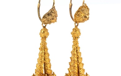 Gold pendant earrings