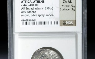 Greek Attica Athena & Owl Tetradrachm, NGC Rated