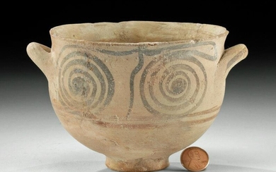 Greek Mycenaean Pottery Skyphos w/ Spiral Motifs