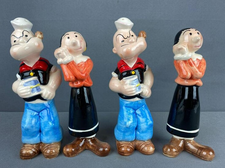 Group of 4 Popeye and Olive Oyl Salt and Pepper Shakers